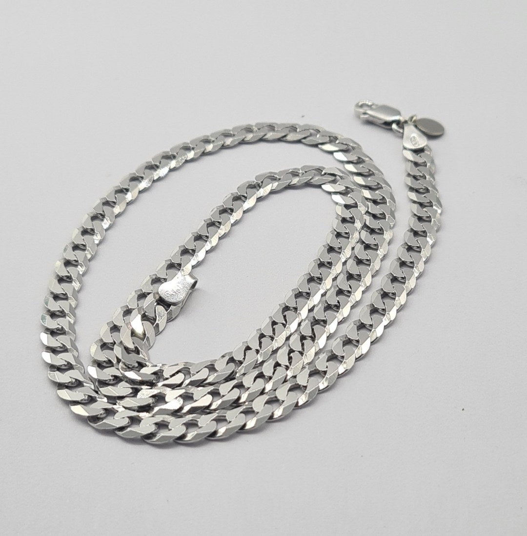 Men's Sterling Silver Venice Heavy Curb Flat Diamond-Cut Chain