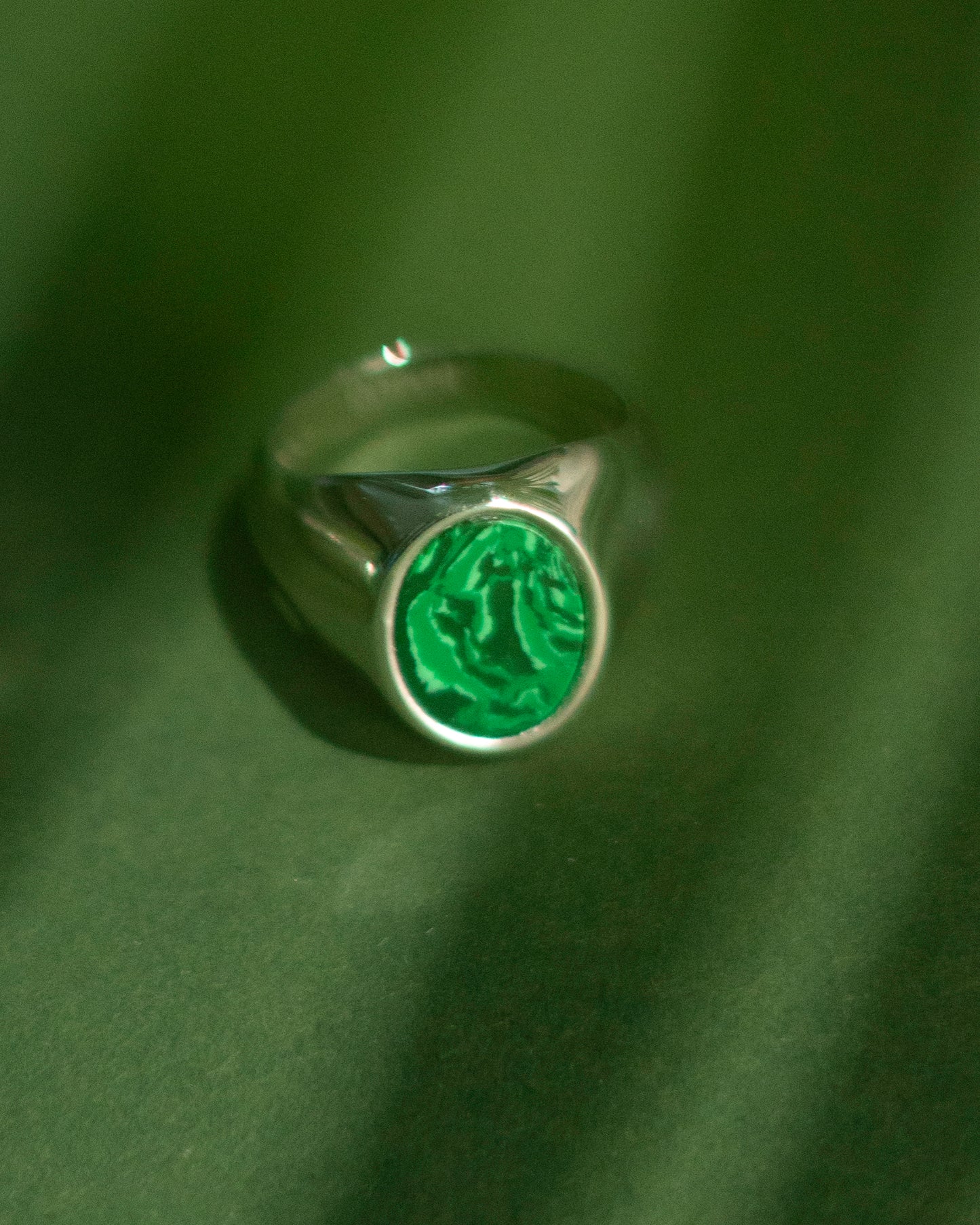 Damazo Round Ring Green Malakite