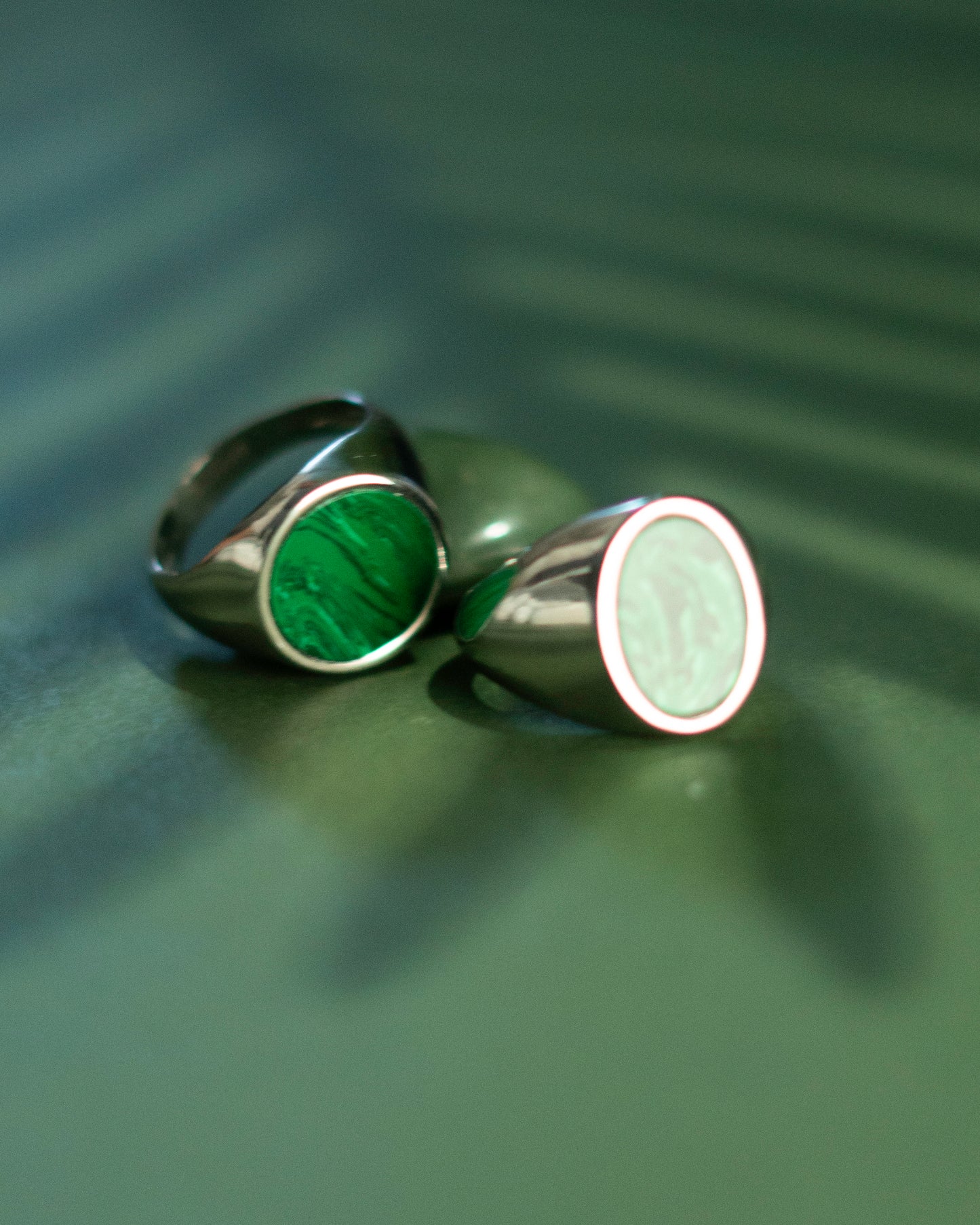 Damazo Round Ring Green Malakite