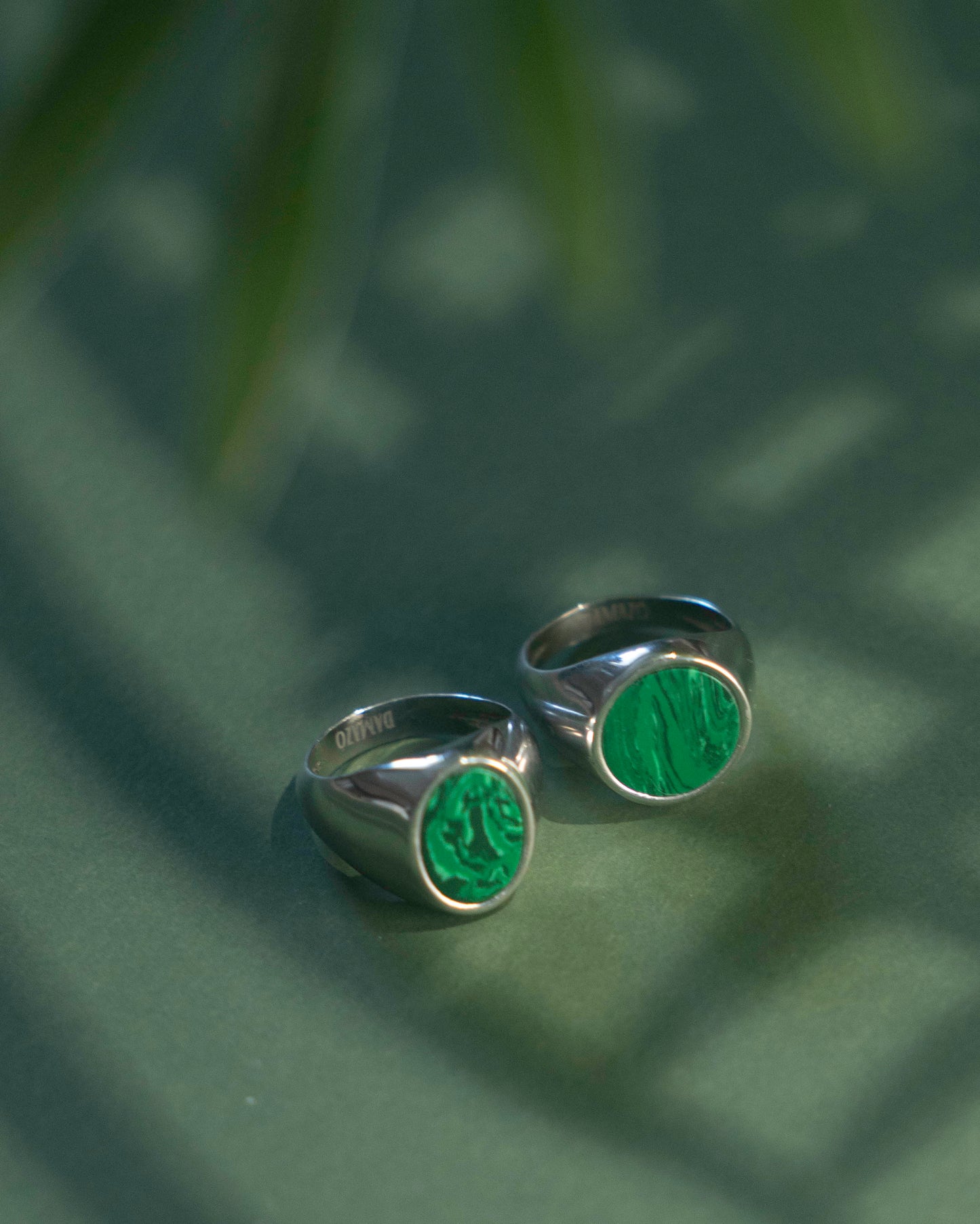 Damazo Round Ring Green Malakite
