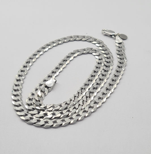 Men's Sterling Silver Venice Heavy Curb Flat Diamond-Cut Chain