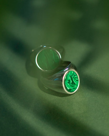Damazo Oval Ring Green Malakite